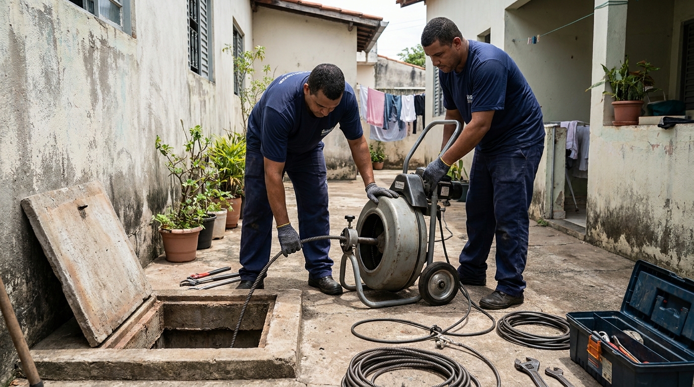 Desentupimento de Coluna Sanitária em Uberlândia‑MG